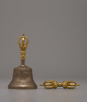 Tibetan Vajra Bell Set | Decorative Enhancements for Meditation Altars