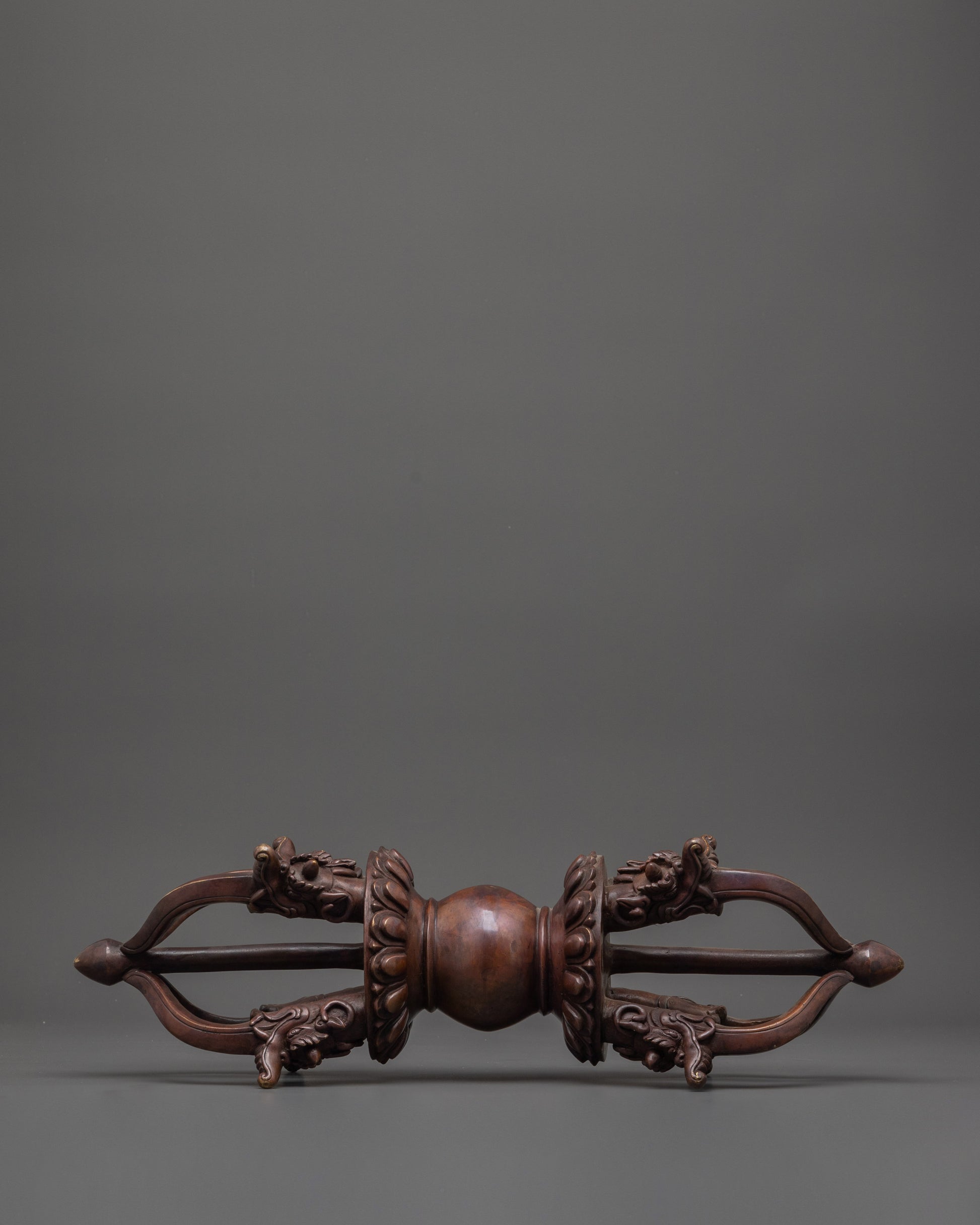Large Oxidized Copper Vajra Sculpture