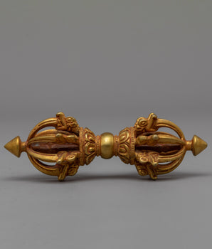 Handmade Tibetan Vajra Thunderbolt | 24k Gold Plated Vajra for Meditation