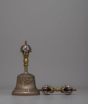 Tibetan Bronze Buddhist Vajra and Bell