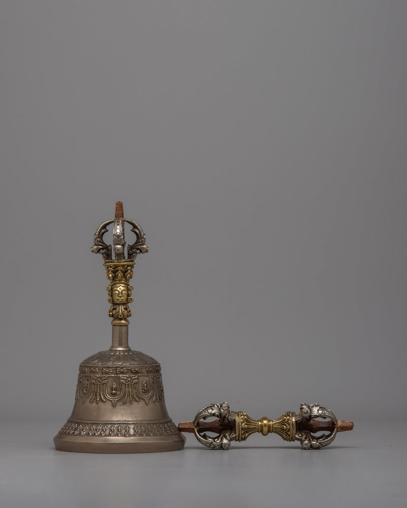 Tibetan Bronze Buddhist Vajra and Bell