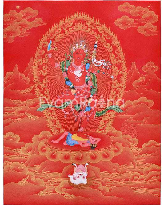 Traditional Vajrabarahi Thangka in Red and Gold | Vajrayana Art