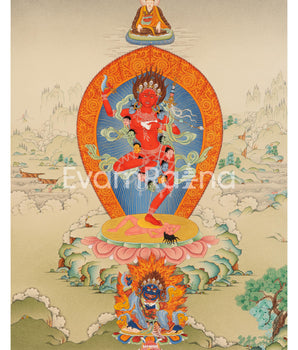 Dakini Vajravarahi Thangka Print | The Goddess of Vajra | Canvas Print for Spiritual Empowerment