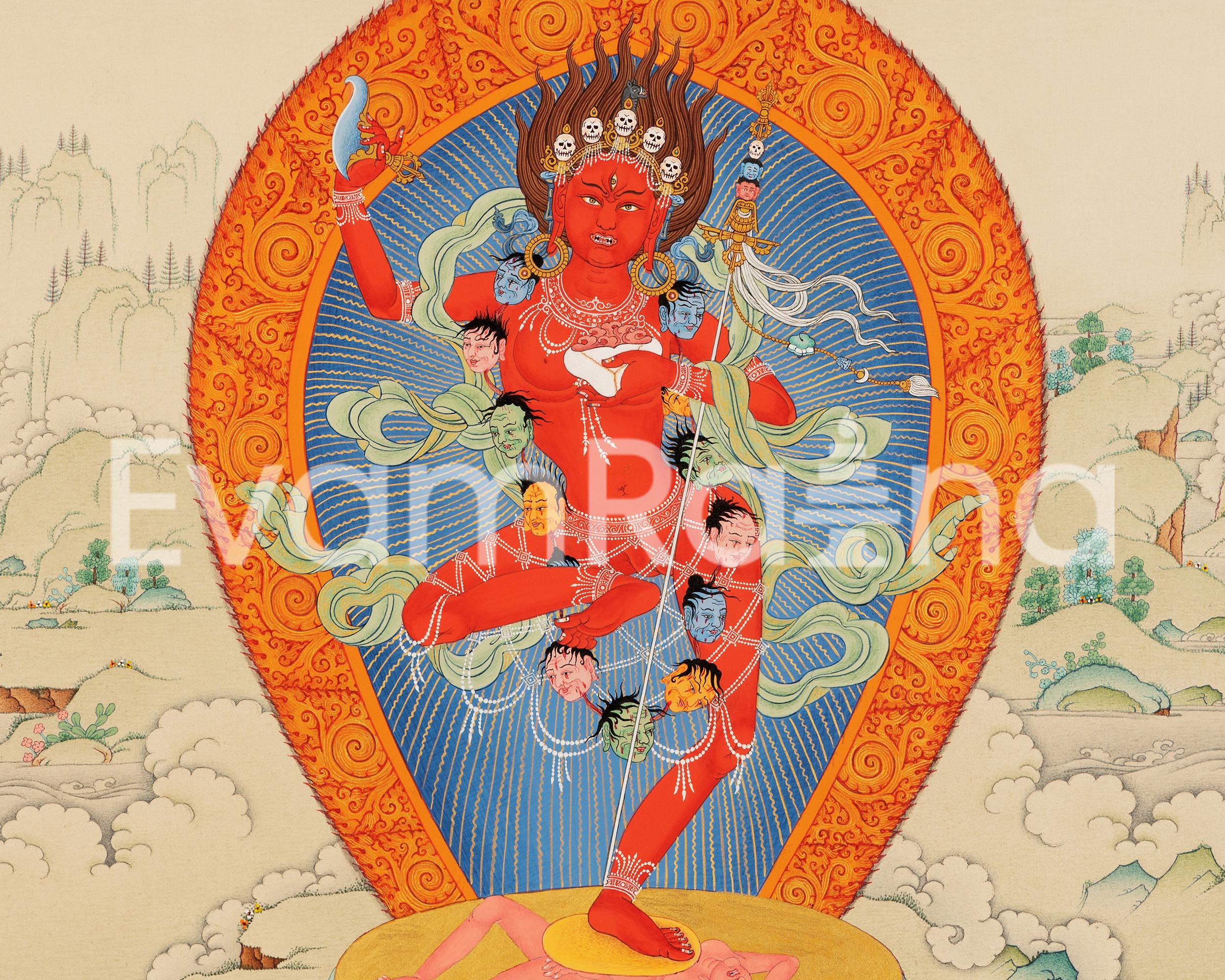 Dakini Vajravarahi Thangka Print | The Goddess of Vajra | Canvas Print for Spiritual Empowerment