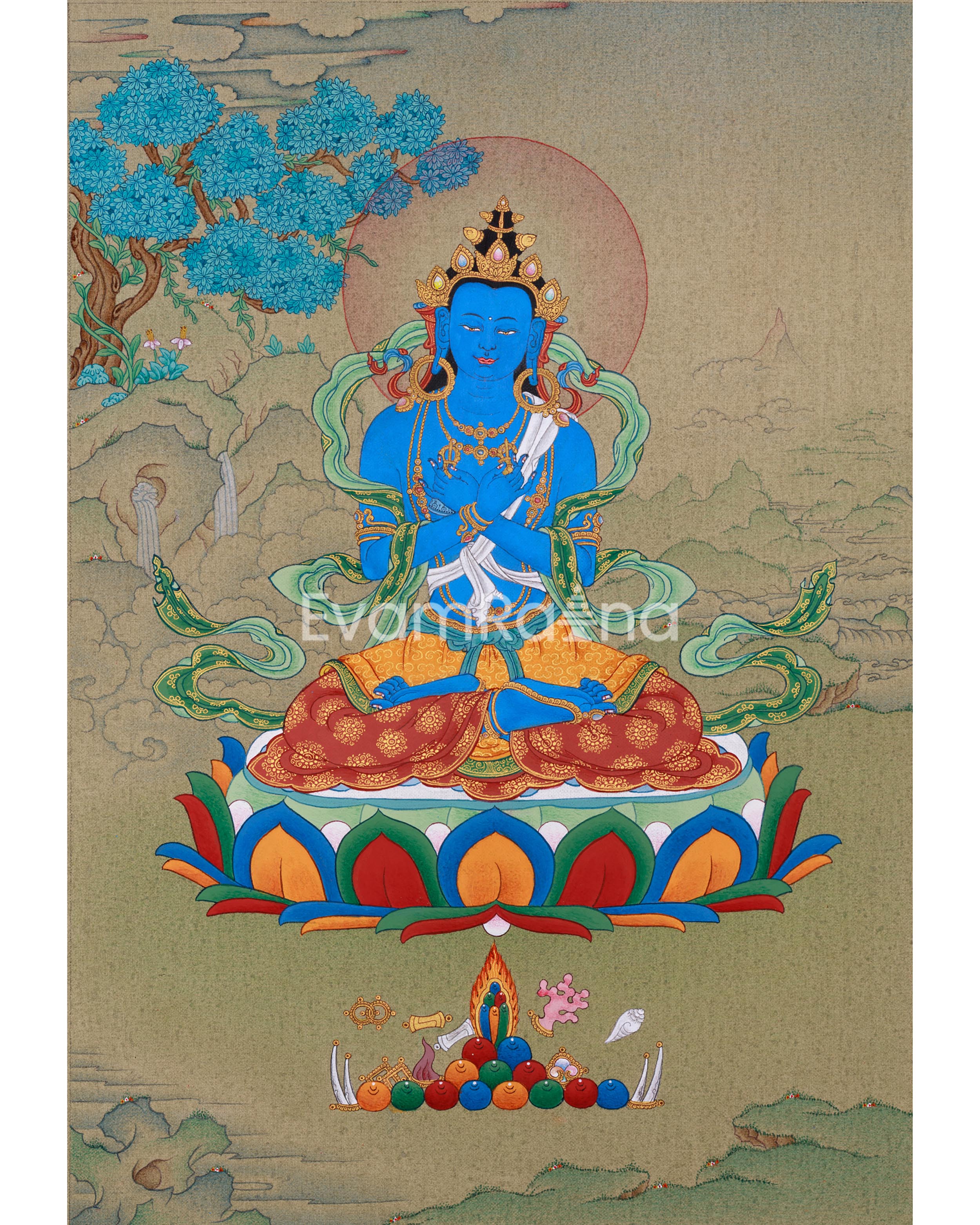 Small Vajradhara Thangka | Primordial Buddha Dorje Chang | Traditional Tibetan Art
