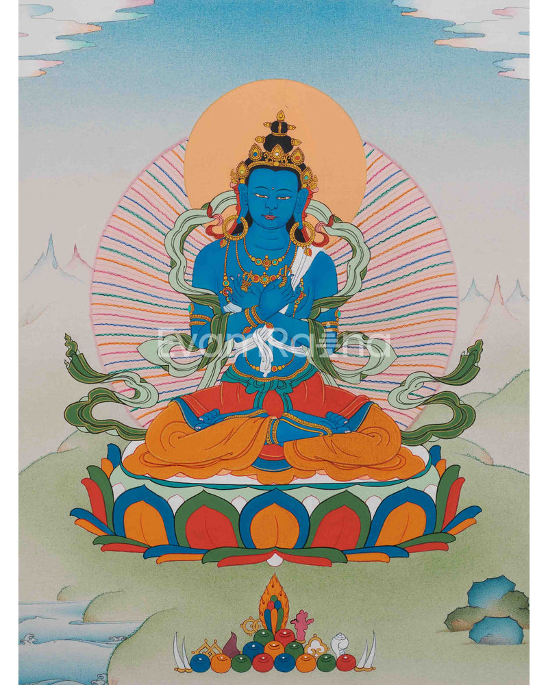 The Vajra Holder, Vajradhara | Buddhist Thangka Painting | Spiritual Hand Painted Canvas Art