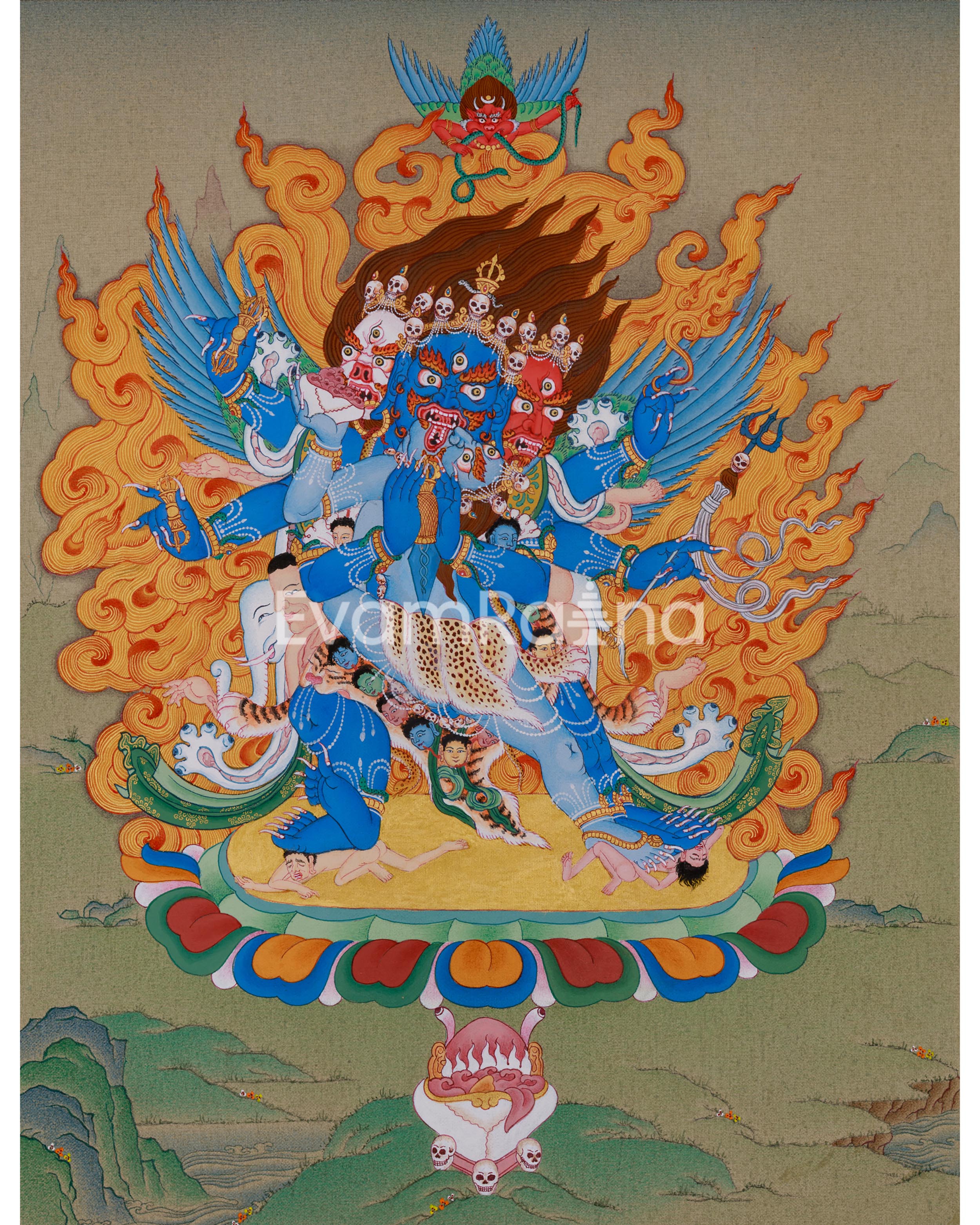 Heruka Vajrakilaya Thangka | Wrathful Deity Yab Yum Art