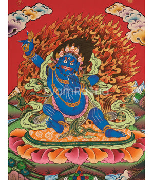 Original Hand Painted Vajrapani Thangka | Tibetan Wrathful Bodhisattva Painting