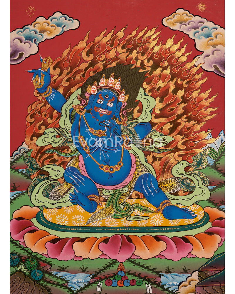 Original Hand Painted Vajrapani Thangka | Tibetan Wrathful Bodhisattva Painting