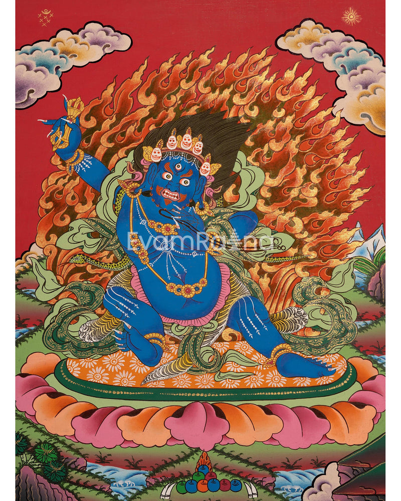 Original Hand Painted Vajrapani Thangka | Tibetan Wrathful Bodhisattva Painting