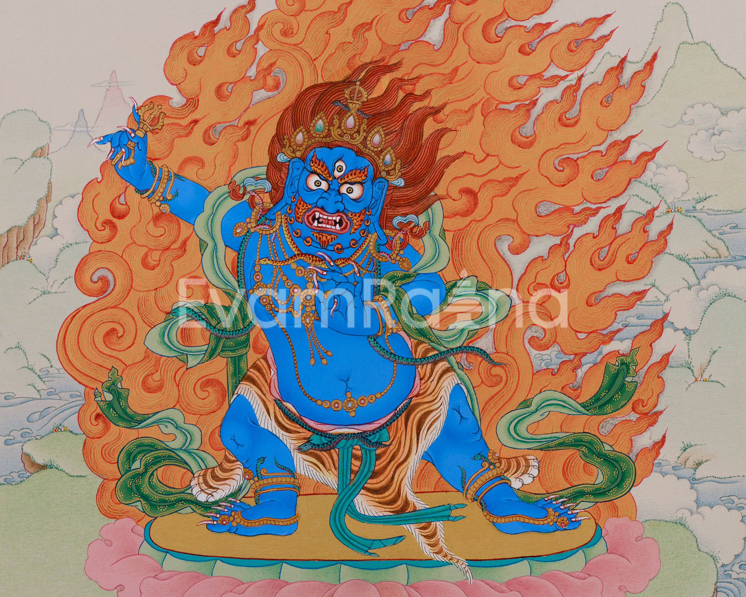 Vajrapani| Thangka in Natural Stone Colors