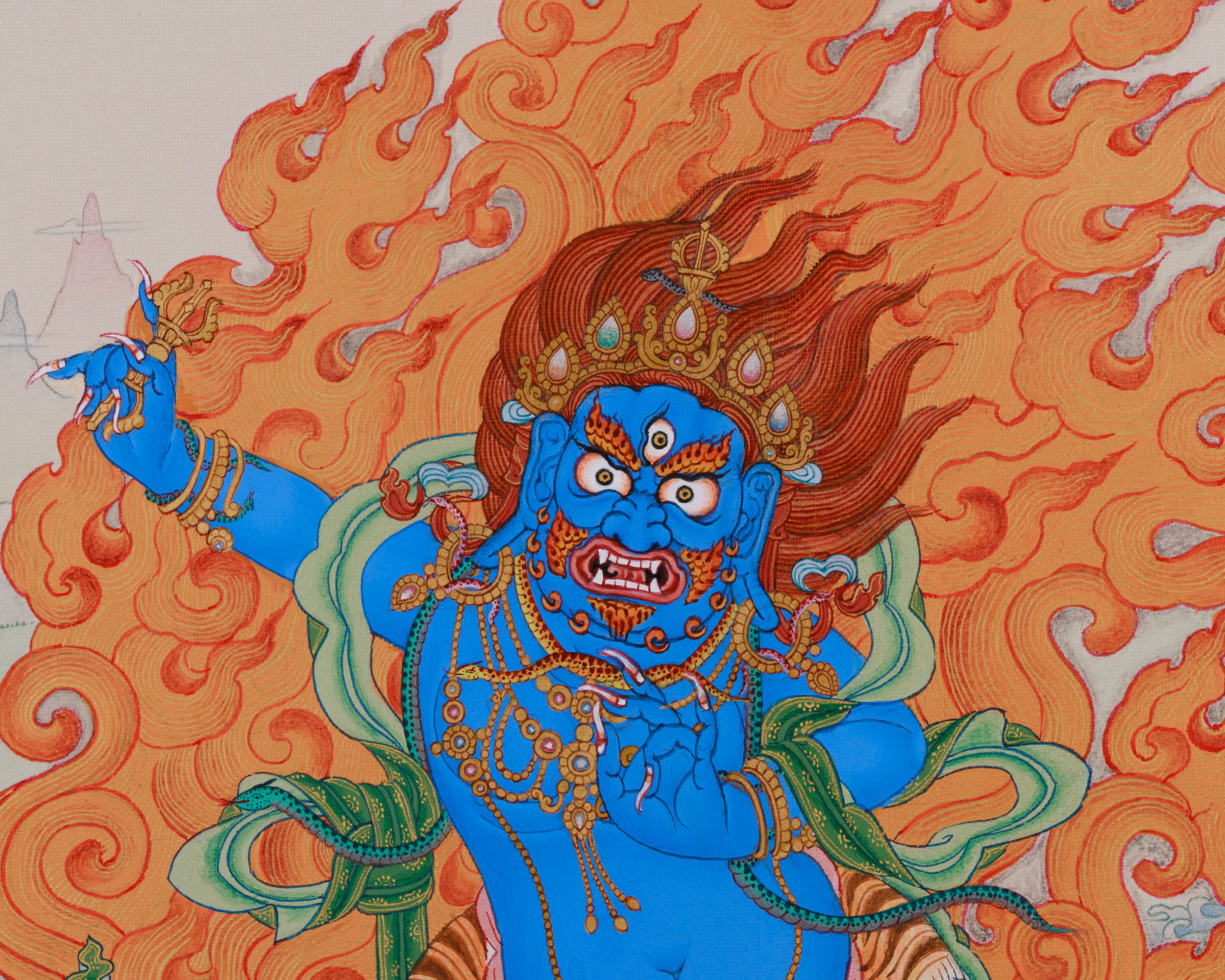 Vajrapani| Thangka in Natural Stone Colors