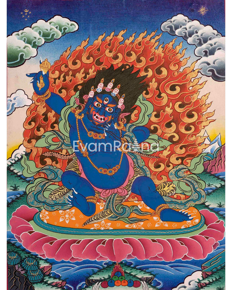 Original Hand-Painted Vajrapani Thangka | Tibetan Buddhist Canvas Art