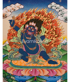 Original Hand-Painted Vajrapani Thangka | Tibetan Buddhist Canvas Art
