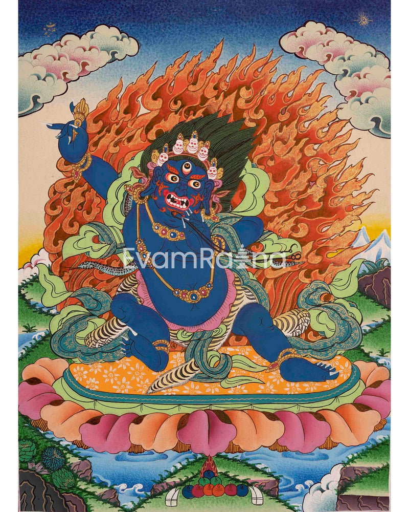 Original Hand-Painted Vajrapani Thangka | Tibetan Buddhist Canvas Art