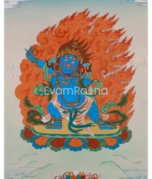Hand-Painted Wrathful Vajrapani Thangka 