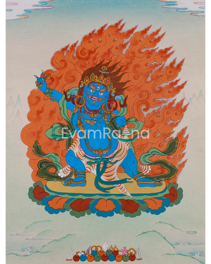 Hand-Painted Wrathful Vajrapani Thangka 