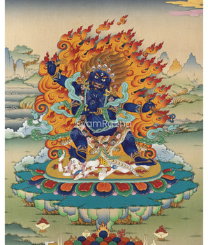 Vajrapani Buddha Thangka Print For Mindfulness | Giclee Print As Living Room Decor