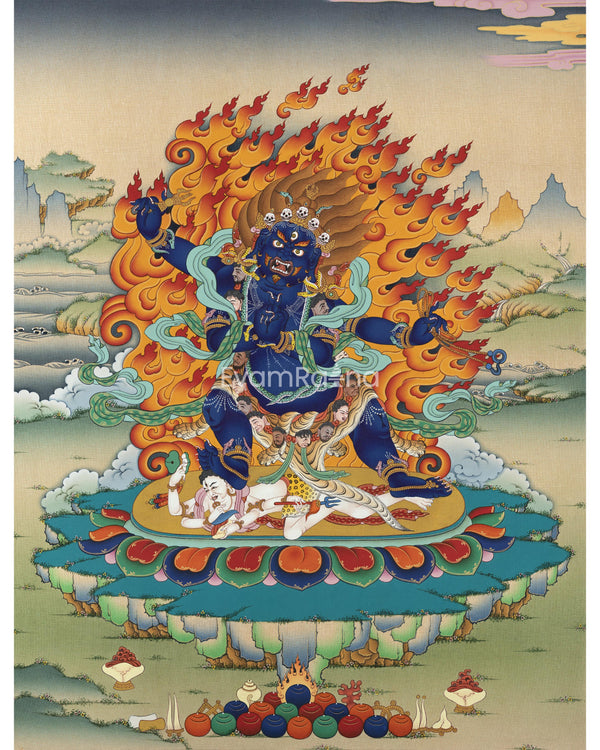 Vajrapani Buddha Thangka Print For Mindfulness | Giclee Print As Living Room Decor