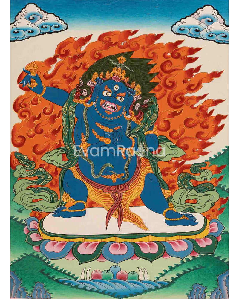 Original Hand Painted Vajrapani Thangka | Tantric Wrathful Bodhisattva Painting Art Painting for Meditation, Good Luck