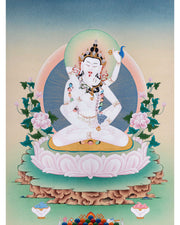 Vajrasattva with Consort Canvas Print | Deity of Purification and Spiritual Transformation
