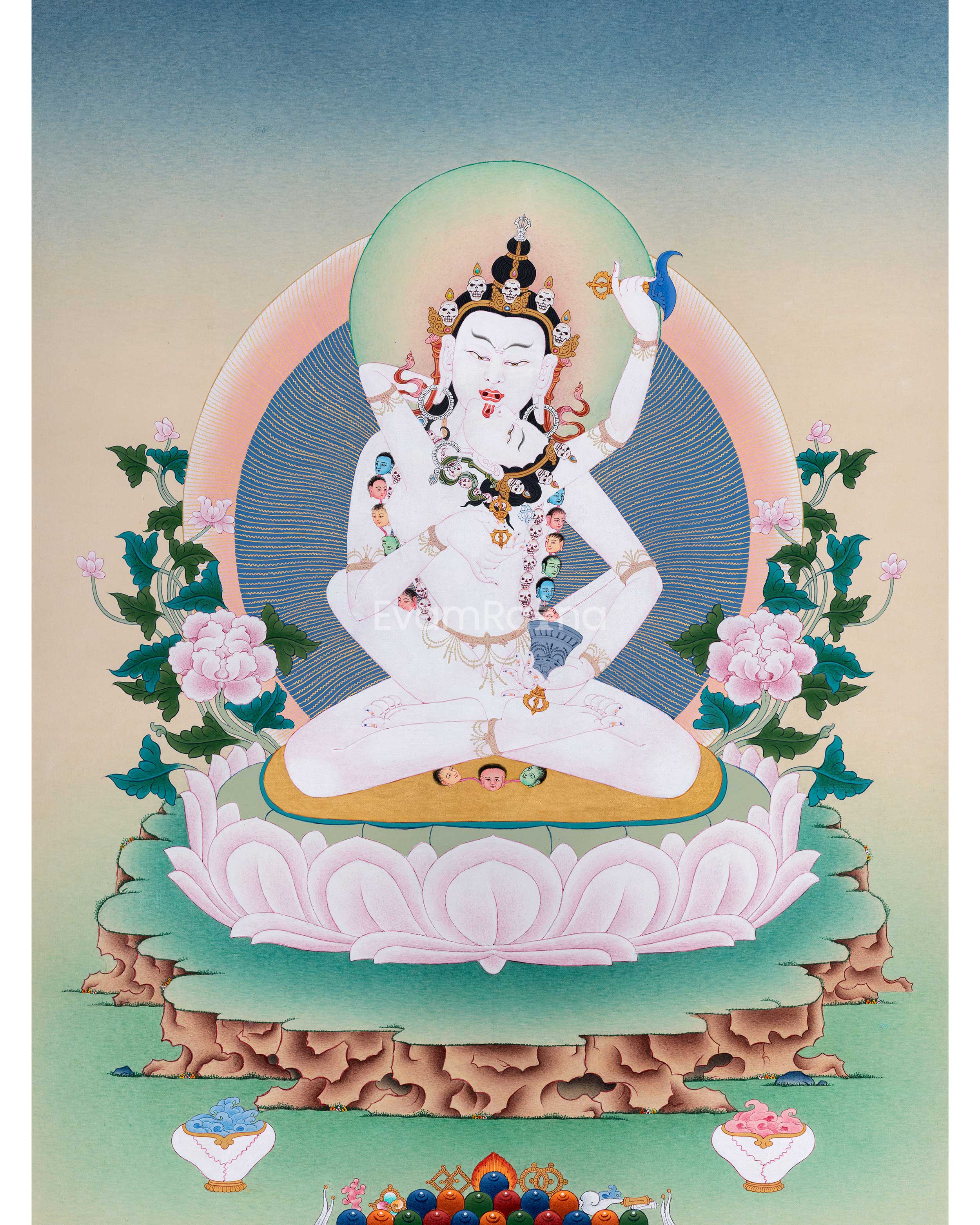 Vajrasattva with Consort Canvas Print | Deity of Purification and Spiritual Transformation