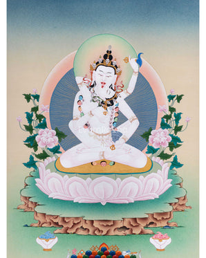 Vajrasattva with Consort Canvas Print | Deity of Purification and Spiritual Transformation