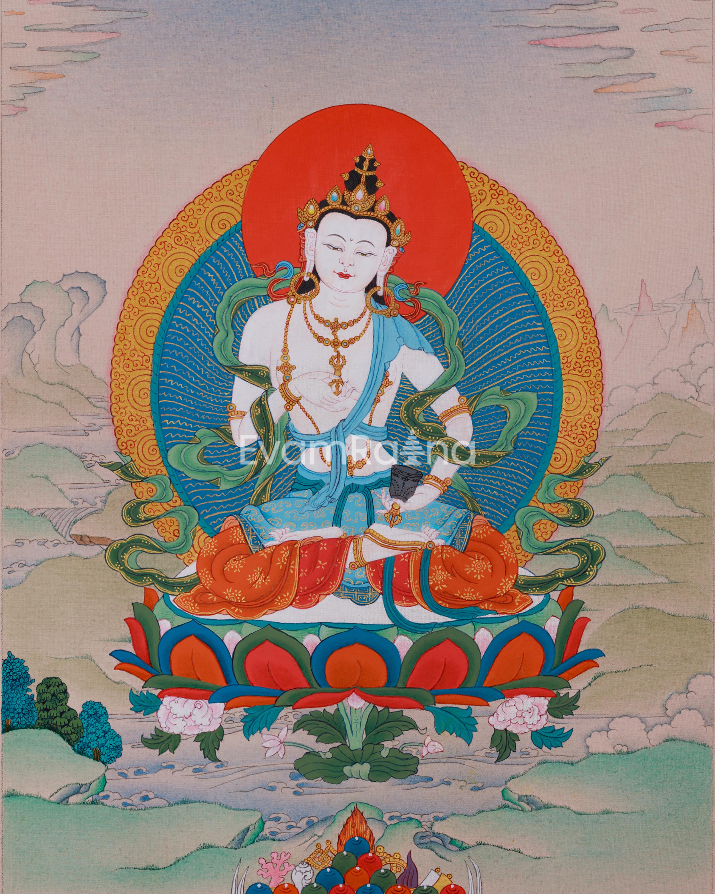 Vajrasattva Purification Thangka | Buddha of Renewal and Enlightenment