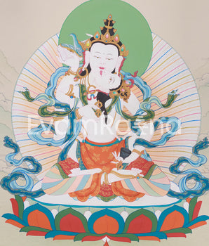 Vajrasattva with Consort Thangka | Sacred Symbol of Unity and Enlightenment