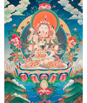 Vajrasattva Shakti Hand-Painted Thangka