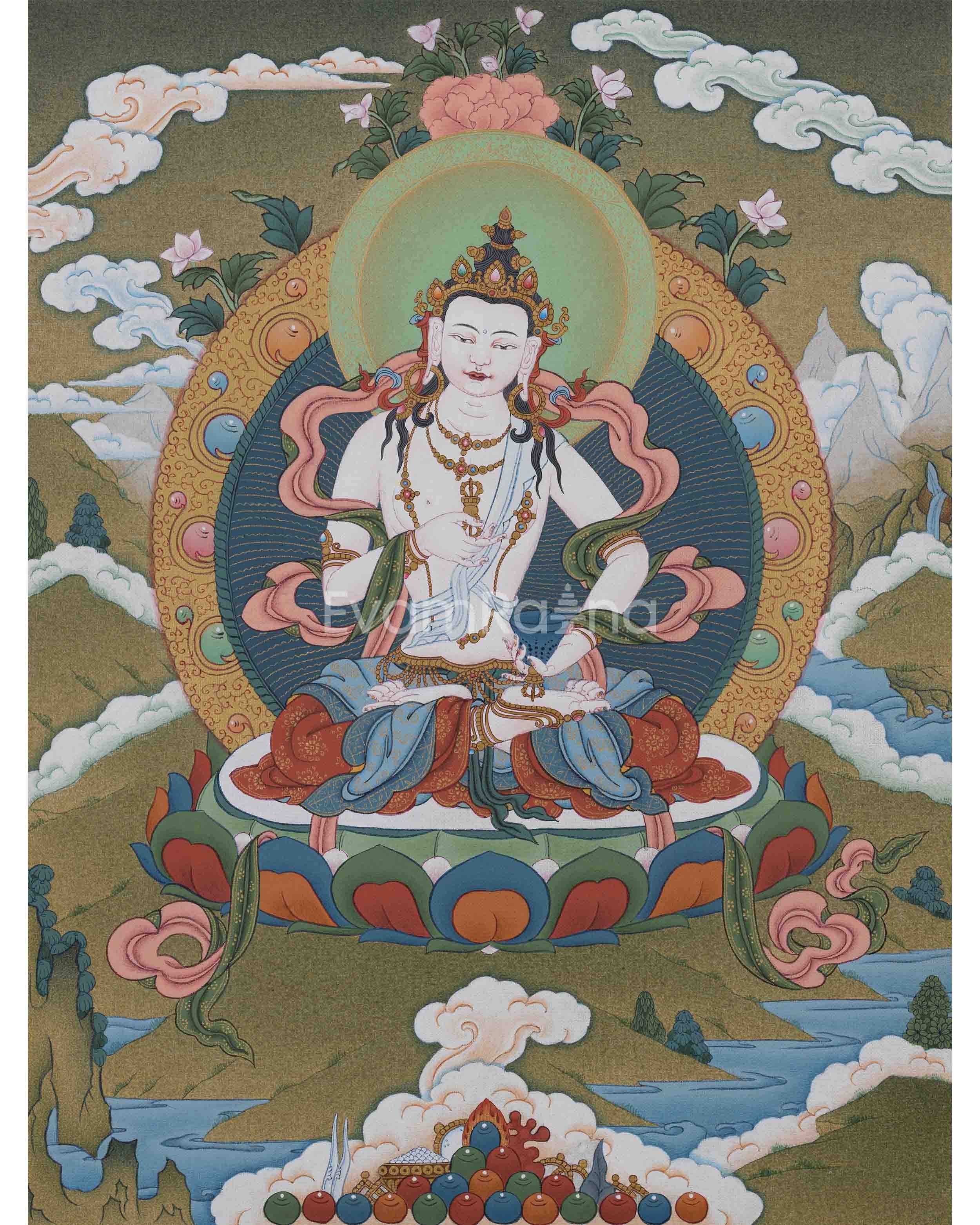 Sacred Vajrasattva Thangka | Traditional Dorje Sempa | For Spiritual Awakening Art