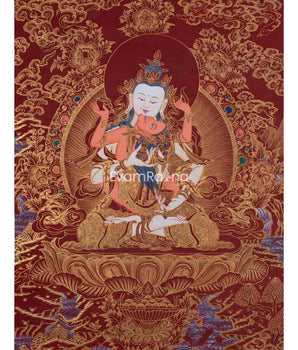 Red And Gold Vajrasattva Yab Yum Thangka