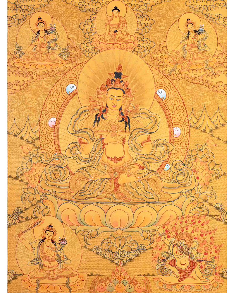 Full Gold Hand-Painted Vajrasattva Thangka