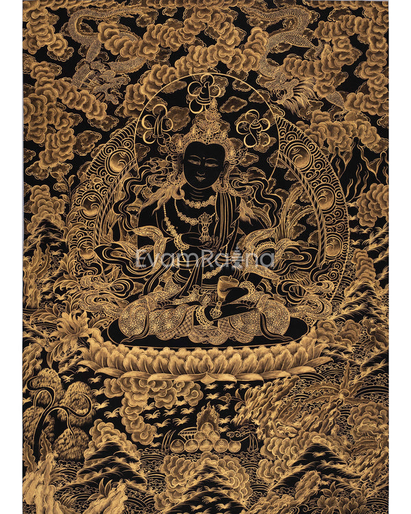 Vajrasattva With Black and Gold Details