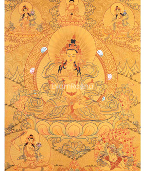 Full Gold Hand-Painted Vajrasattva Thangka 