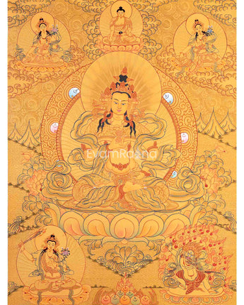 Full Gold Hand-Painted Vajrasattva Thangka 