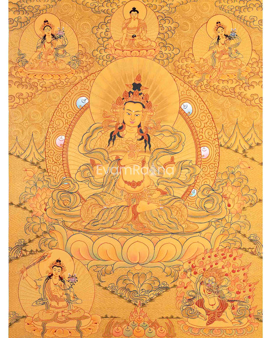 Full Gold Hand-Painted Vajrasattva Thangka 