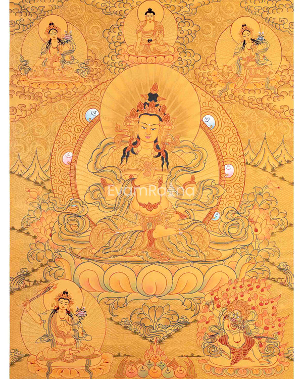 Full Gold Hand-Painted Vajrasattva Thangka 