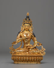 Vajrasattva Statue for Altar Decor | Gold Plated Copper Sculpture with Coral & Turquoise