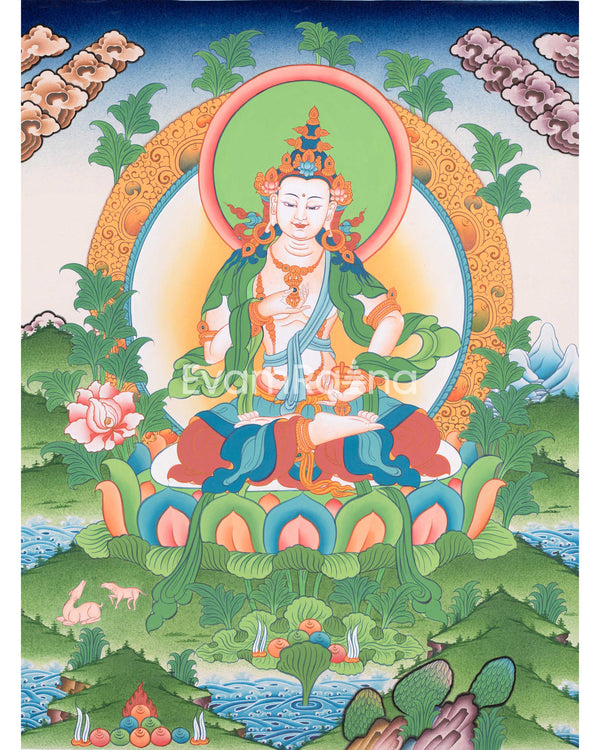 Hand Painted Dorje Sempa Thangka | Vajrasattva Artwork | Power of Spiritual Cleansing