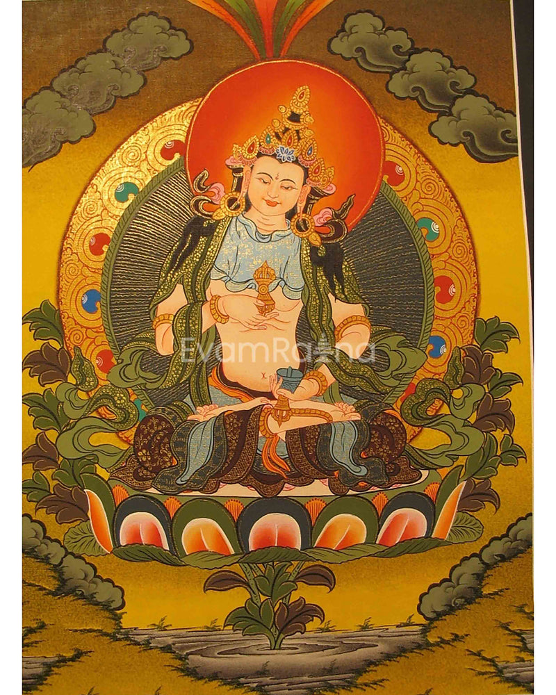 Vajrasattva Buddhist Thangka | Religious Wall Decor