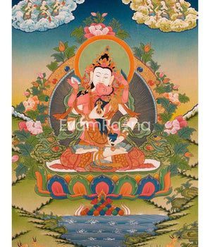 Vajrasattva Shakti HandPainted Buddhist Thangka