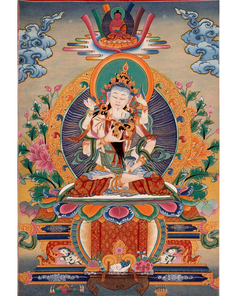 Hand-Painted Vajrasattva Thangka | Wall Decor Meditation And Yoga