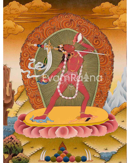 Traditional Tibetan Thangka | Yidam Vajrayogini | Thangka Painting |  The Divine Dakini |