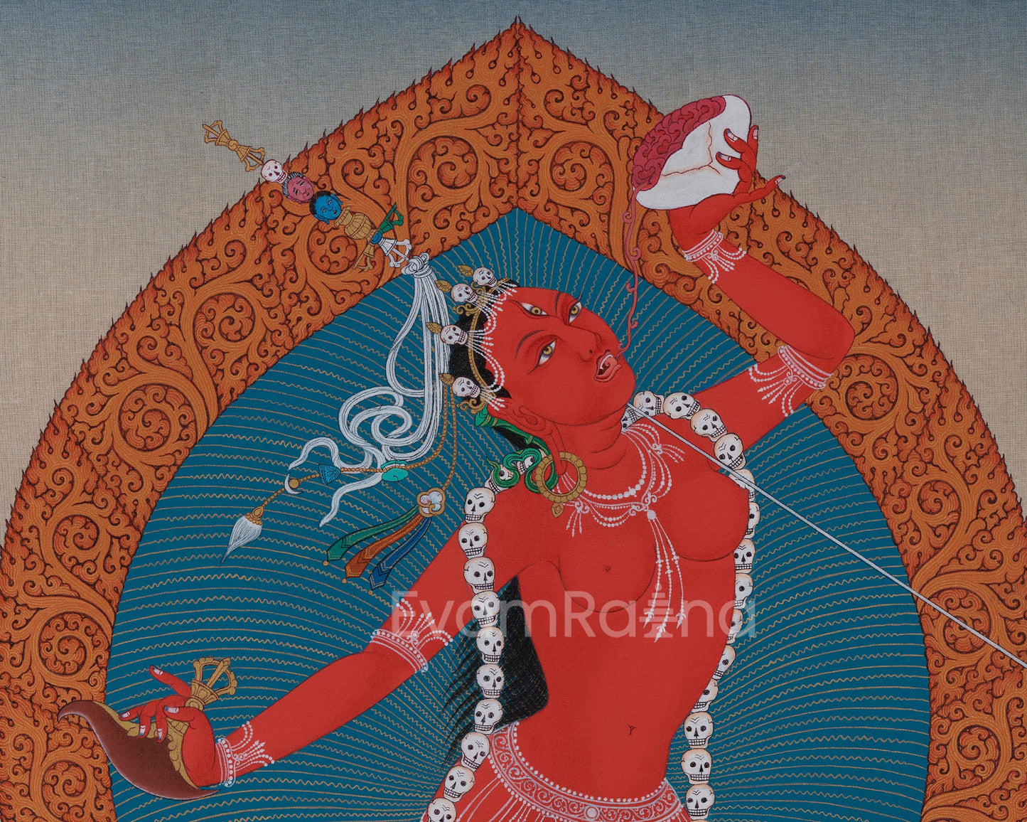 Vajrayogini's Illuminated Path: Hand-Painted Thangka for Spiritual Awakening