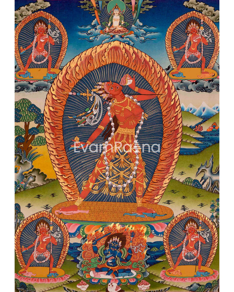 Original Hand Painted Vajrayogini Thangka Painting | Buddhist Art for Wall Decoration