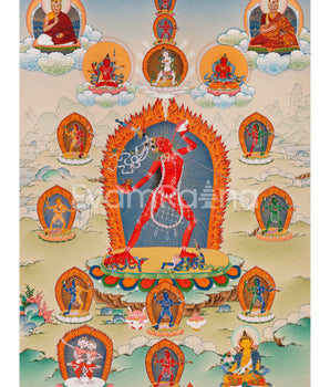 Canvas Print of Vajrayogini with 8 Dakini Thangka | Rare Vajrayana Deities Depiction | High-Quality Print