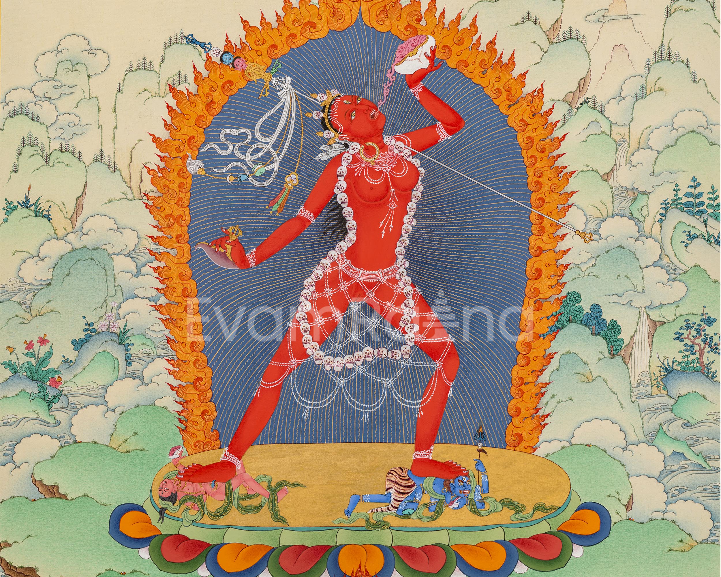 Vajrayogini Dakini Thangka Print | The Divine Feminine Goddess | Spiritual Wall Decoration