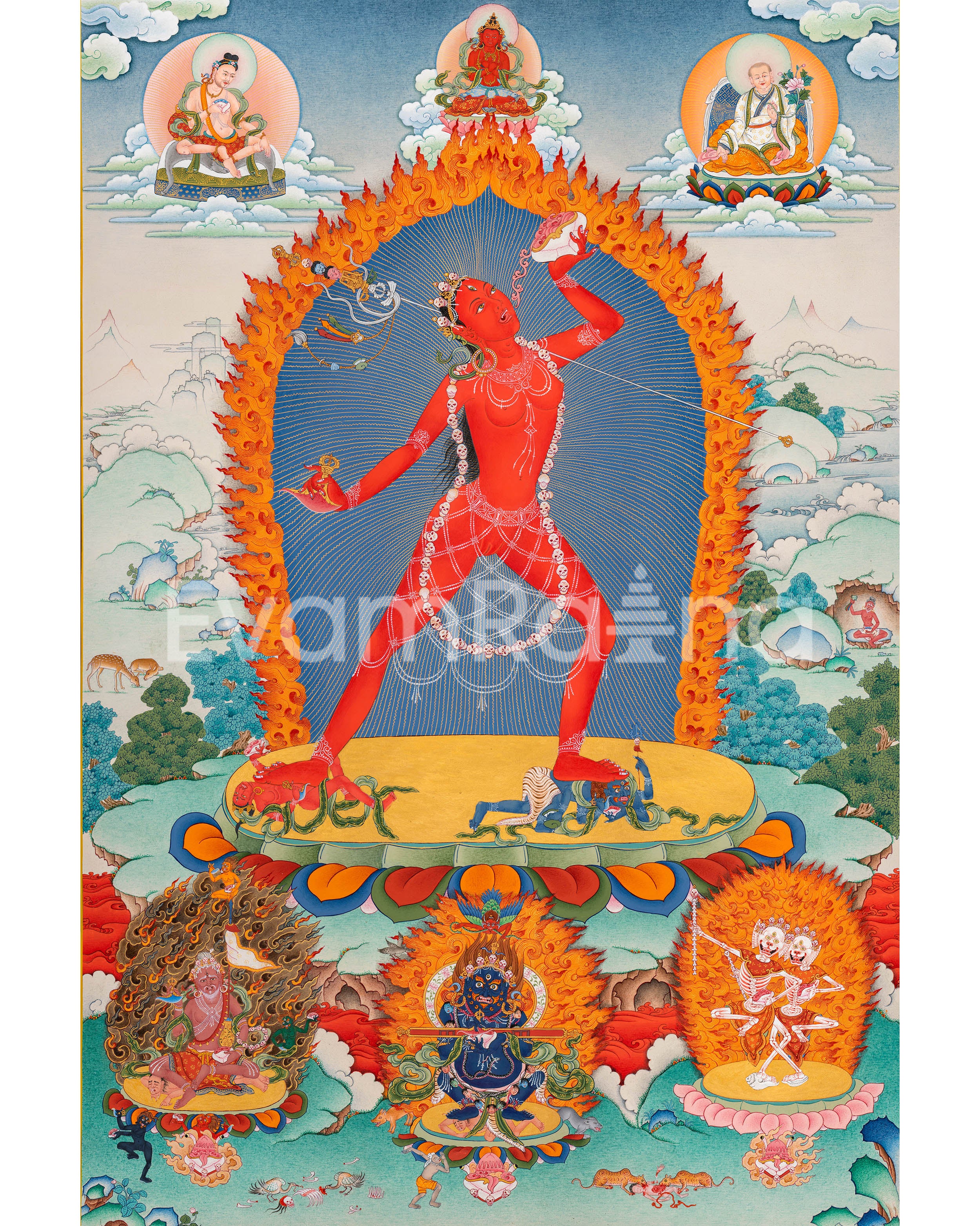 High Quality Vajrayogini Canvas Print |  Karma Gardi Style Dakini Artwork