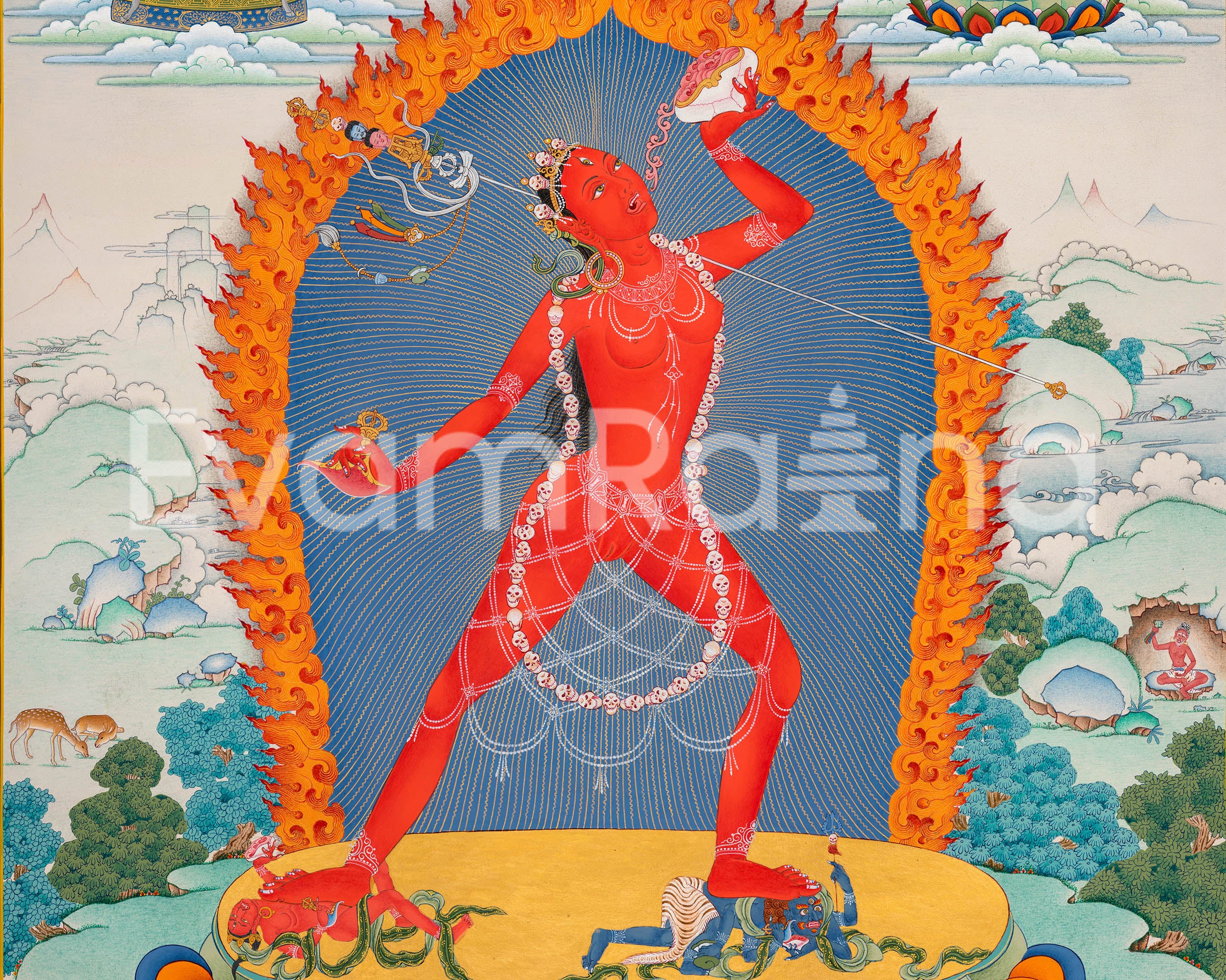 High Quality Vajrayogini Canvas Print |  Karma Gardi Style Dakini Artwork